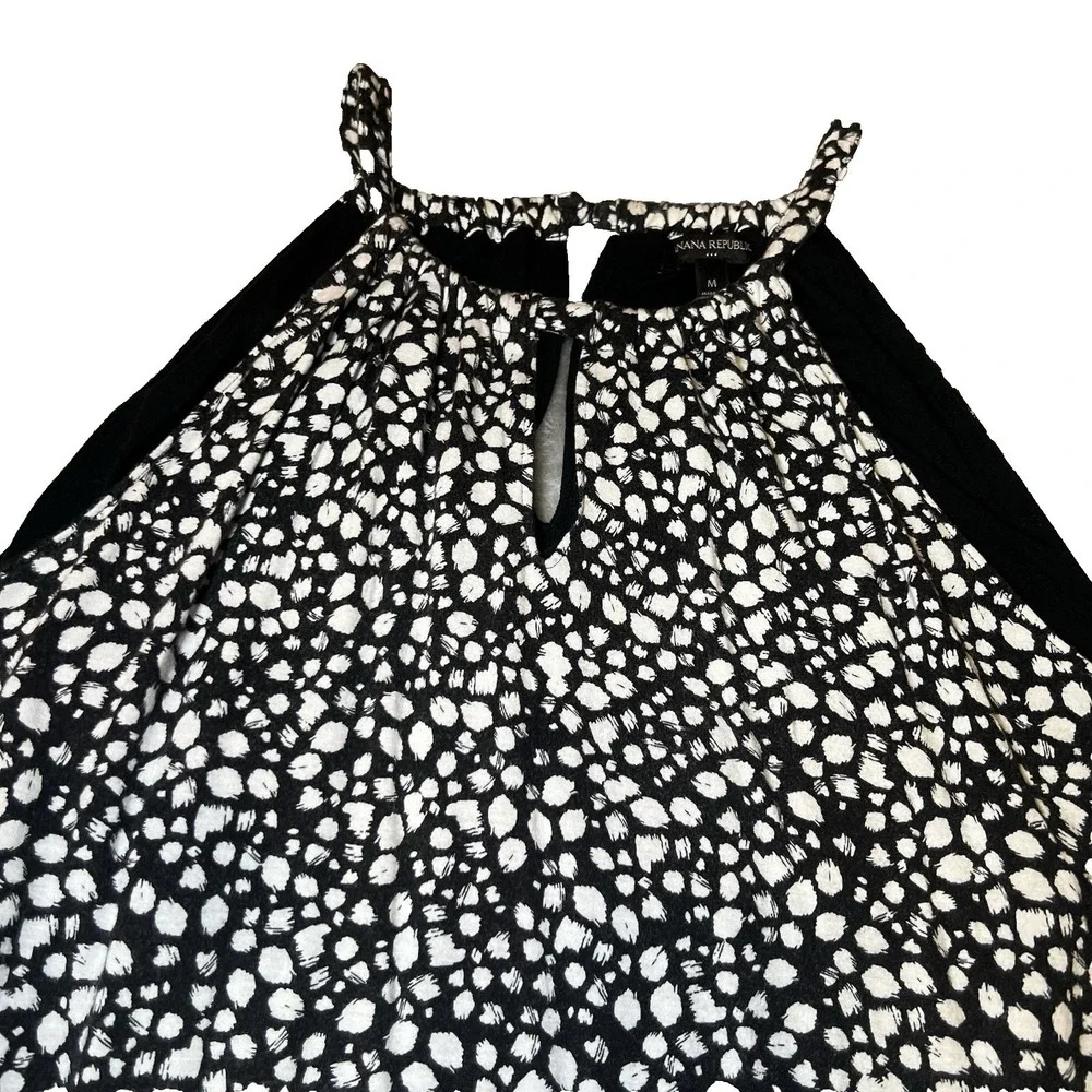 Banana Republic Womens Size Medium Halter Top Black White Speckled‎ Inner Bra